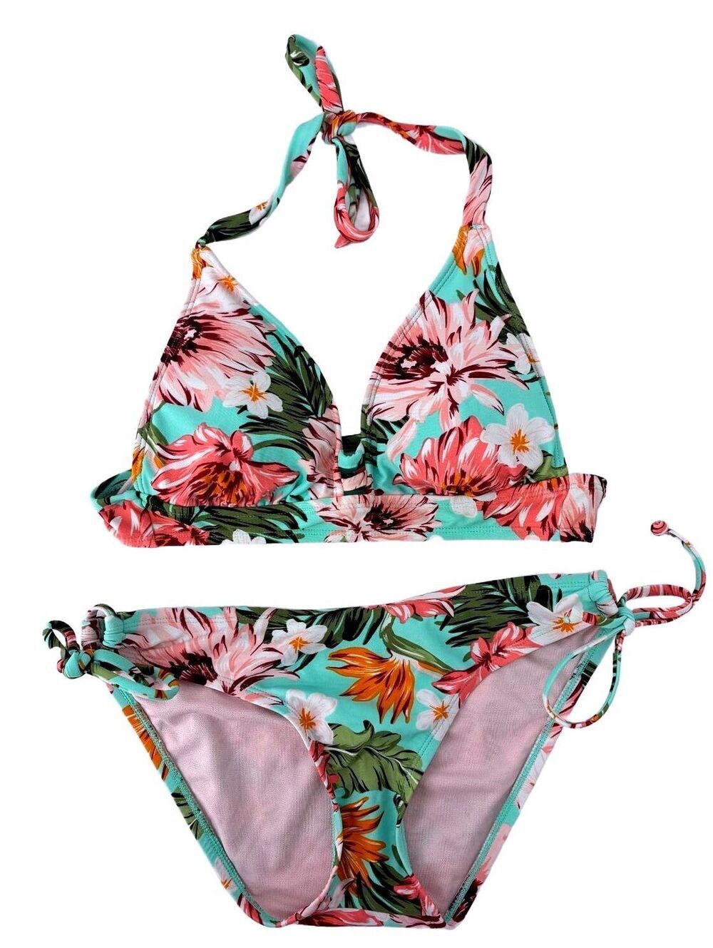 Kona Sol Tropical Floral Print Two-Piece Bikini Swimsuit Size Small